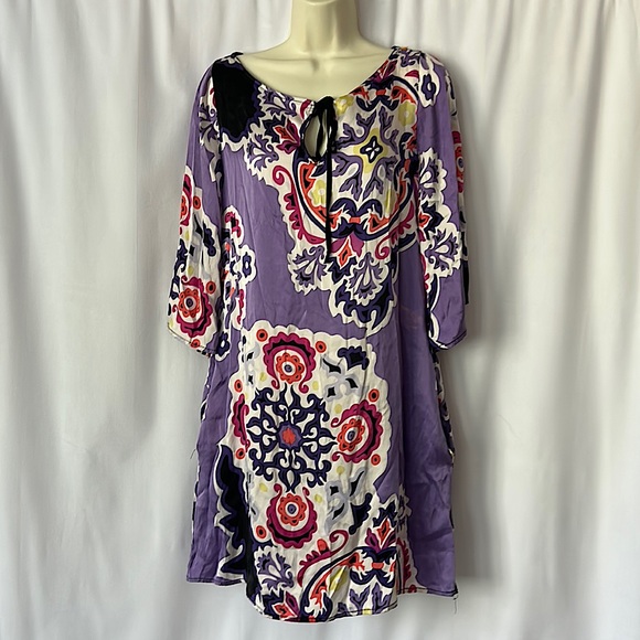 Hale Bob Dresses & Skirts - Hale Bob Beautiful Purple Silk 3/4 Sleeve Dress **Size S**